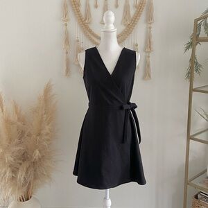 J. By J. Crew black pointe wrap dress knee length preppy cute spring summer S